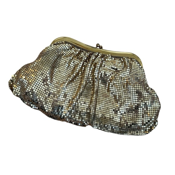 VTG Whiting & Davis Mesh Gold Purse Kiss Lock Mini Evening USA - Picture 1 of 12